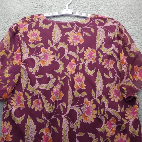 JBS Dress Women 32W Multicolor Floral Lined Lightweight Short Sleeve Wrap V-Neck - Picture 7 of 7